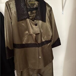 Chic Green and Black Skirt Set for Work